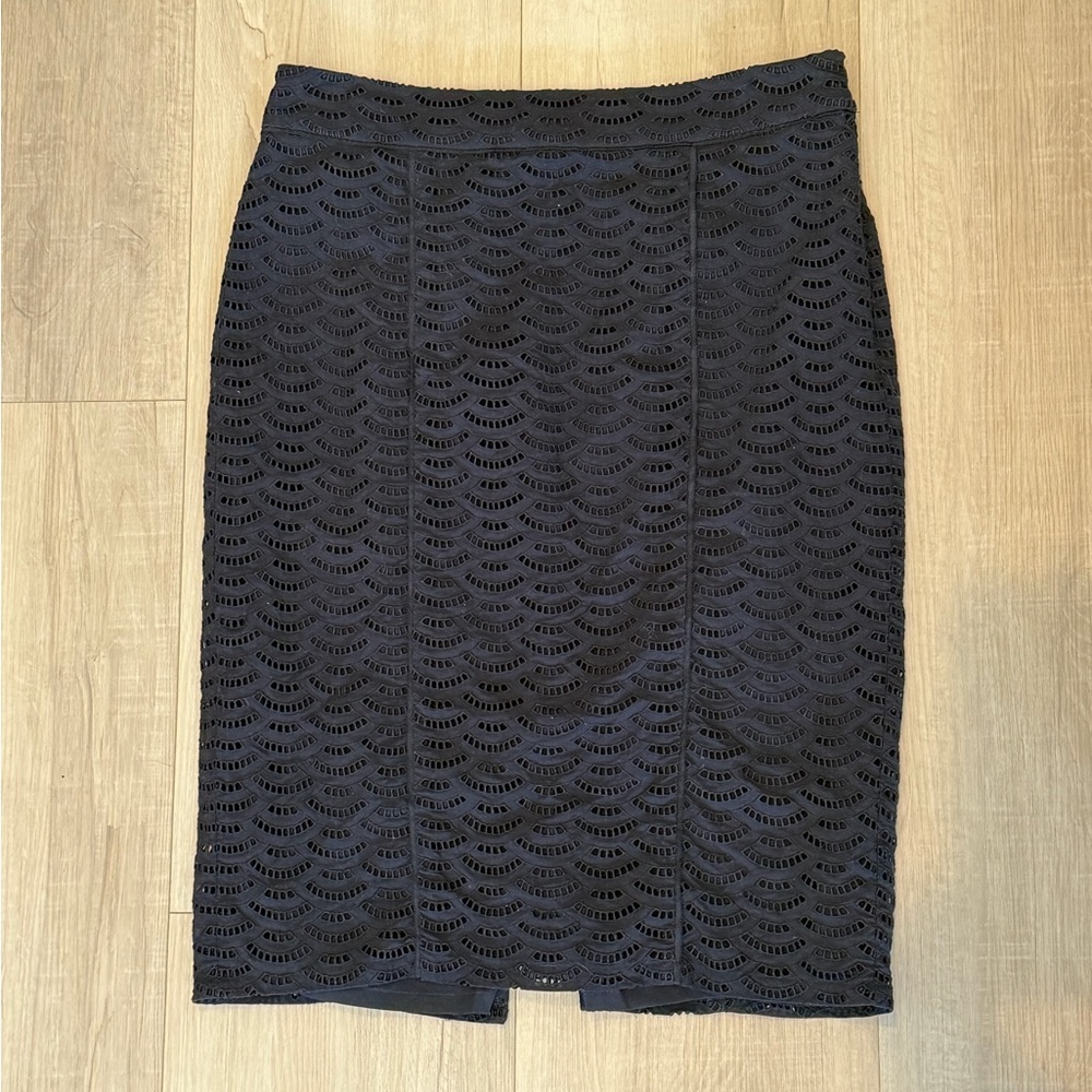 Ann Taylor Eyelet Pencil Skirt Navy